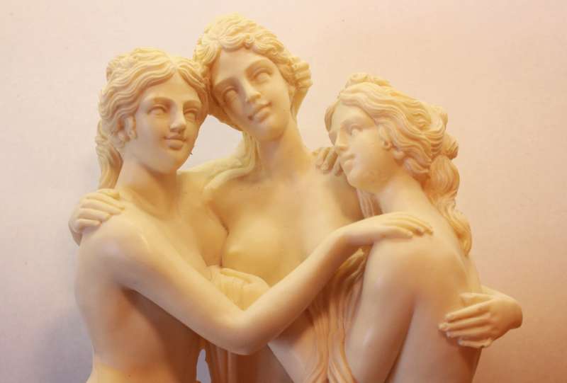 The Three Graces Sculpture (Antonia Canova) Alabaster Resin Statue by P.A.T.