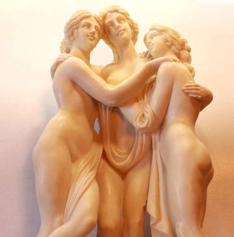 The Three Graces Sculpture (Antonia Canova) Alabaster Resin Statue by P.A.T.