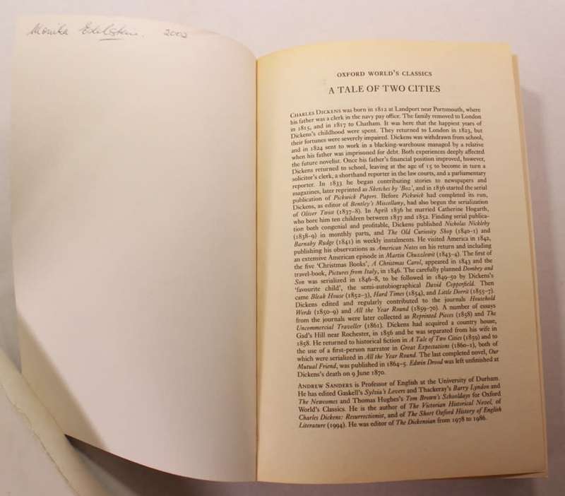 A Tale Of Two Cities by Charles Dickens Oxford World's Classics Softcover Book