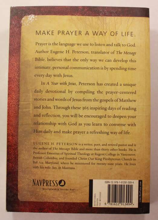 A Year With Jesus Daily Readings & Meditations by Eugene H. Peterson Softcover Book