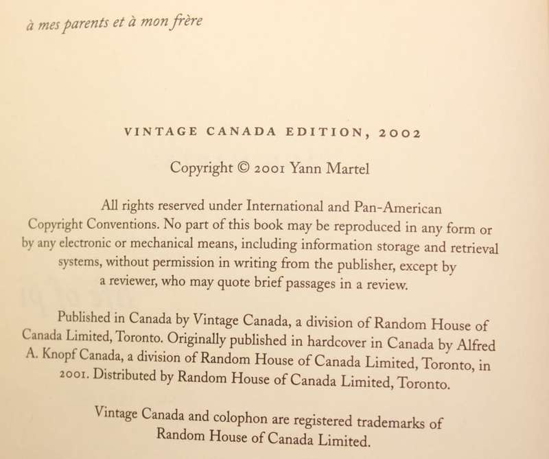 Life Of Pi by Yann Martel Softcover Book