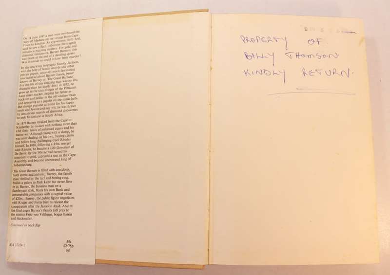 The Great Barnato by Stanley Jackson Hardcover Book
