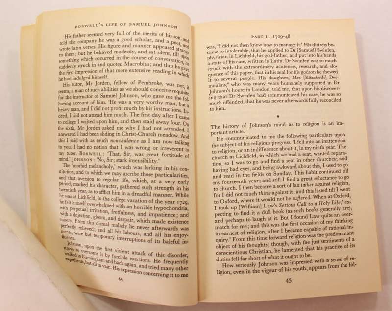 The Life Of Samuel Johnson by James Boswell Penguin Classics Abridged Softcover Book
