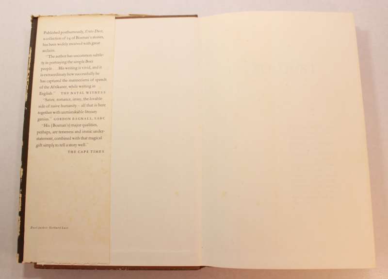 Unto Dust Stories by Herman Charles Bosman Hardcover Book