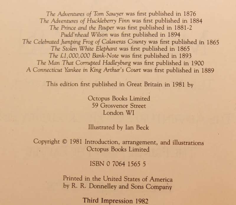 Mark Twain Anthology by Treasury of World Masterpieces Octopus Edition Hardcover Book