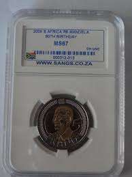 2008 R5 MANDELA 90TH BIRTHDAY SANGS GRADED MS67 COIN***HIGH GRADE