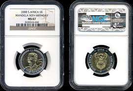 2008 R5 MANDELA 90TH BIRTHDAY NGC GRADED MS67 COIN***