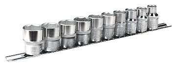 10PC SHALLOW SOCKET SET 10mm-19mm SUPPLIED ON RAIL