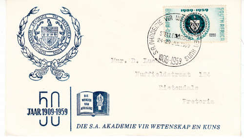 1959 50th ANNIV. ACAD. OF SCIENCES & ART FDC SEE DESCRIPTION