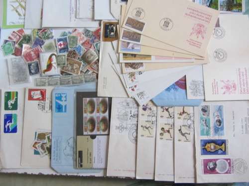 MIXED WORLD LOT WITH FDC'S,STAMPS,DSC'SAND ODDS & ENDS