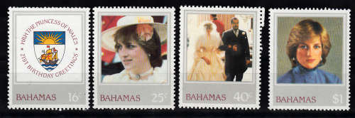BAHAMAS 21ST BIRTHDAY OF DIANA FULL SET UNMOUNTED MINT