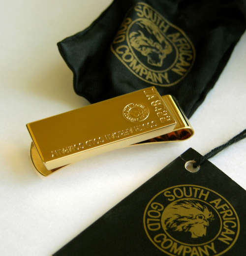 South African Gold Company `Gold Bullion Collection` 24 Karat Gold Bar Money Clip