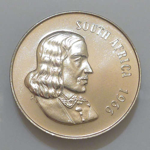 1966, 50c, English, Nickel Proof, Republic of South Africa (RSA) African Lily and `Bird of Paradise`