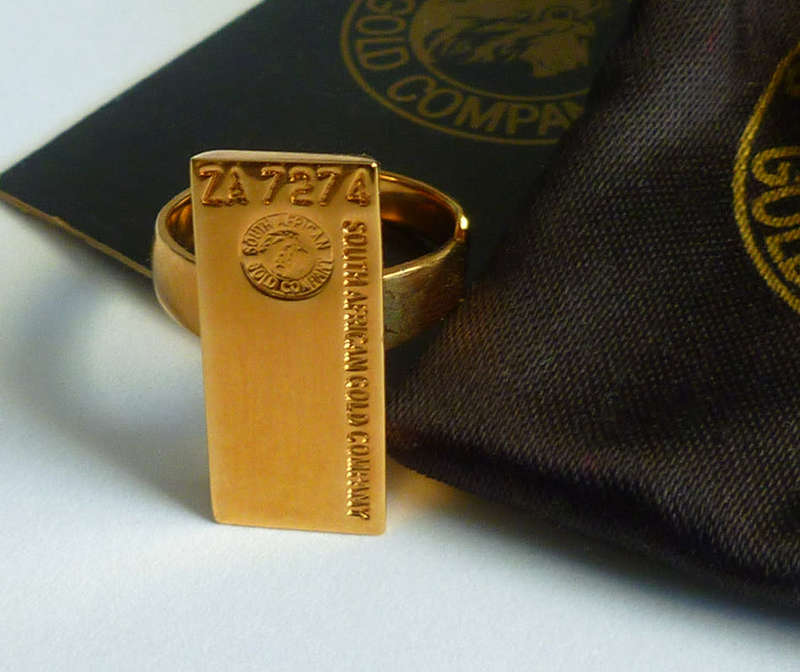 South African Gold Company 'Gold Bullion Collection' 22K Gold Bar Ring.