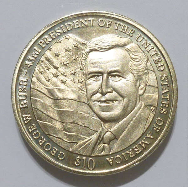 Republic of Liberia 2001 $10 Dollars George W. Bush, 43rd USA President Commemorative Coin w/ COA