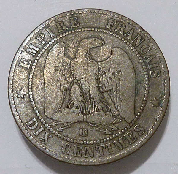 France - 1854 10 Centimes. Excellent Bronze Coin from the Era of Napoleon III