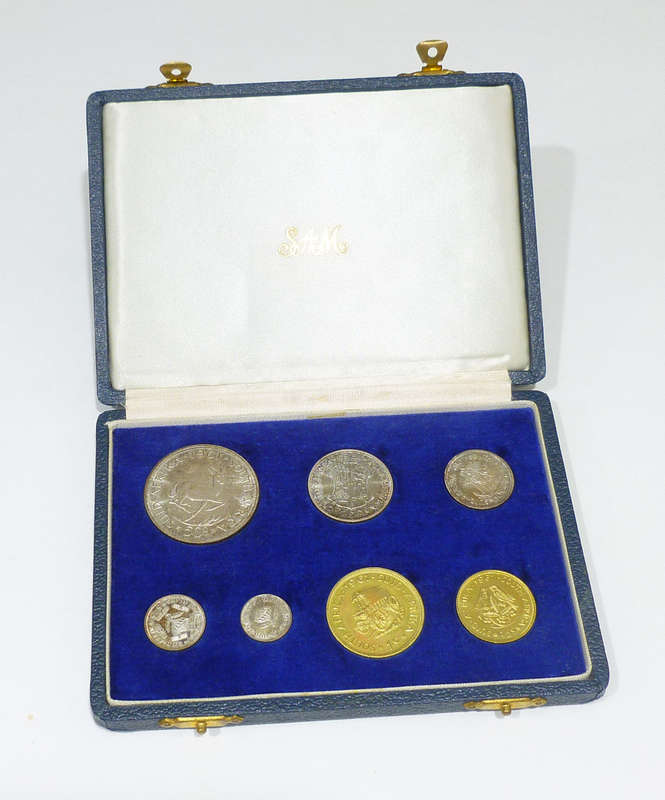 Rare 1961 South Africa Decimal 7-Coin Set 1/2-50 Cents, 5 Silver Proof-Original Case SA Mint