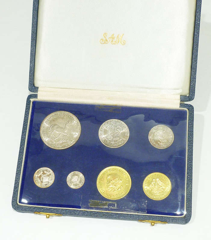 Rare 1961 South Africa Decimal 7-Coin Set 1/2-50 Cents, 5 Silver Proof-Original Case SA Mint