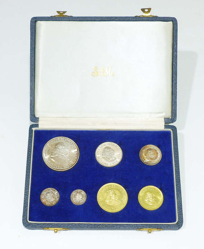 Rare 1961 South Africa Decimal 7-Coin Set 1/2-50 Cents, 5 Silver Proof-Original Case SA Mint