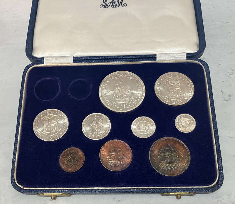 1952 Union of South Africa 9-Coin Proof Set Mintage of Only 3,500 in Original SA Mint Case (No Gold)