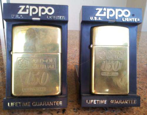 OLD MUTUAL 150 YEARS ANNIVERSARY HIS AND HERS ZIPPO LIGHTER SET