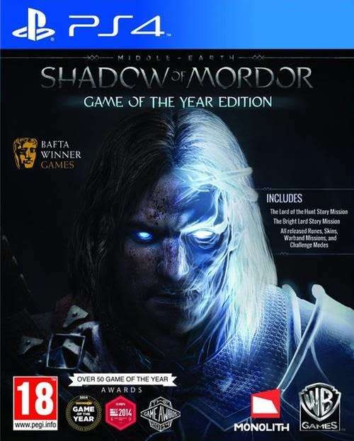 MIDDLE-EARTH SHADOW OF MORDOR GAME OF THE YEAR EDITION GAME FOR (PLAYSTATION 4 / PS4 )
