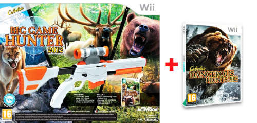 CABELA`S BIG GAME HUNTER 2012 + DANGEROUS HUNTS 2013 WITH GUN BUNDLE GAME FOR WII / BRAND NEW SEALED