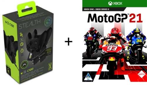 Xbox one bundle - stealth twin USB with play and charge cable battery packs + motogp 21 game