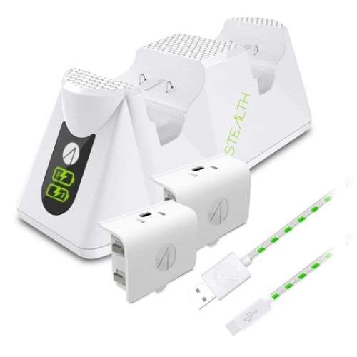 Xbox one - stealth twin USB with play and charge cable battery packs - white - new