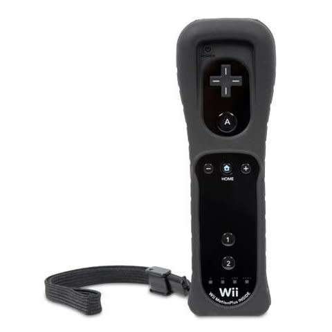 OFFICIAL NINTENDO WII REMOTE BUILTIN MOTION PLUS  WITH JACKET AND WRIST STRAP (BLACK)