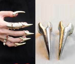 Fashion Lady Gaga Style Nail Rings - Silver, Gold