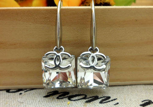 Silver Chanel Cubic Zirconia Earrings