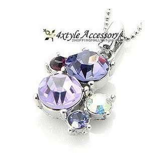 Pink&Purple Cubic Zirconia Pendant Necklace