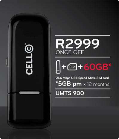 Cell C USB Speed Stick with Internet data bundle 5GB pm x 12 months