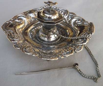 FOR MSCIWAY ONLY PLEASE!!! UNUSUAL ORNATE c 1890s INDIAN STERLING SILVER SINDOOR Holder/pot  54.6gr