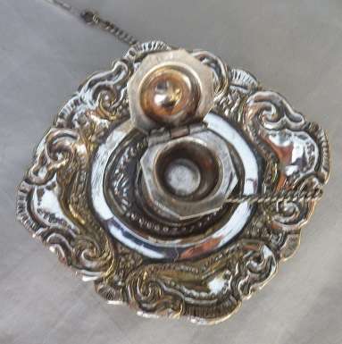 FOR MSCIWAY ONLY PLEASE!!! UNUSUAL ORNATE c 1890s INDIAN STERLING SILVER SINDOOR Holder/pot  54.6gr