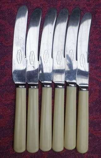 Nice set of 6 butter knives- Lewis, Rose & Co. Ltd, Sheffield stainless steel and faux bone handles
