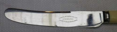 Nice set of 6 butter knives- Lewis, Rose & Co. Ltd, Sheffield stainless steel and faux bone handles