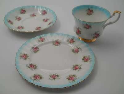 Exquisite unusual ROYAL ALBERT trio. Excellent condition.