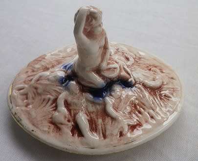 Gorgeous Vintage Italy (Norleans) Cobalt Blue & Cream lidded ceramic urn with Cherubs