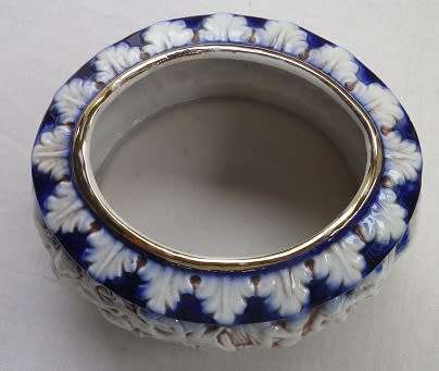 Gorgeous Vintage Italy (Norleans) Cobalt Blue & Cream lidded ceramic urn with Cherubs