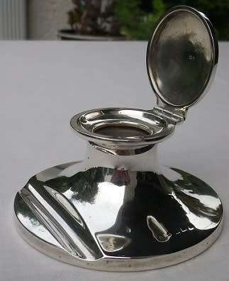 WOW! ANTIQUE HALLMARKED STERLING SILVER CAPSTAN INKWELL. Birmingham, 1910 (?)19