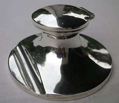WOW! ANTIQUE HALLMARKED STERLING SILVER CAPSTAN INKWELL. Birmingham, 1910 (?)19