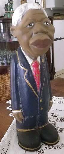 Huge NELSON MANDELA hand-painted ceramic money box by BAKER STREET TRADING cc. Excellent condition