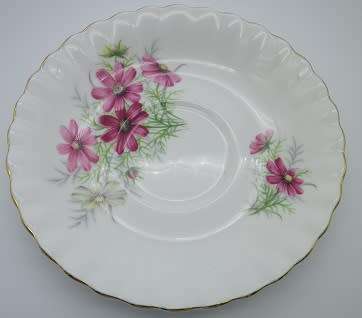 RARE ROYAL ALBERT Bone China Trio. Unnamed set #845 1960s-70s. Cosmos Flowers from friendship Series