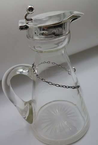Whisky Noggin with hallmarked silver lid and label. HB Johnson and Company, B/ham 1910. 11cm