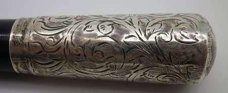 SILVER & EBONY Conductor Travelling Baton. Hallmarked Silver Mounts. LONDON 1936. Boxed
