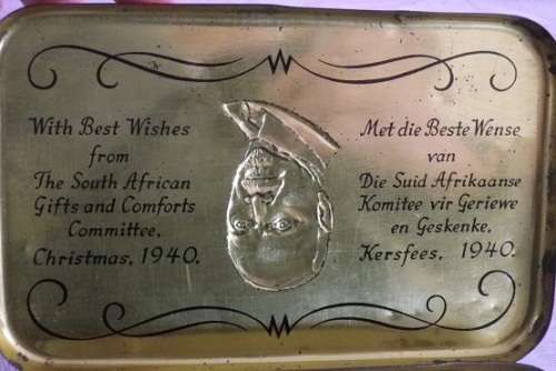 WWII 1940 chocolate tin, JAN SMUTS The South African Gifts & Comfort committee  Bilingual