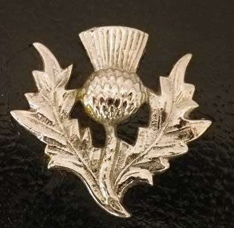 Authentic SCOTTISH leather & fur SPORRAN, chrome thistle badge, belt and chain. v good conidtion