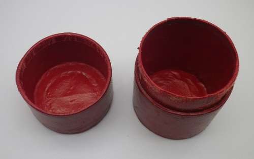 Victorian travelling cup holder. Leather with brass detail of REYNOLDS ANGELS